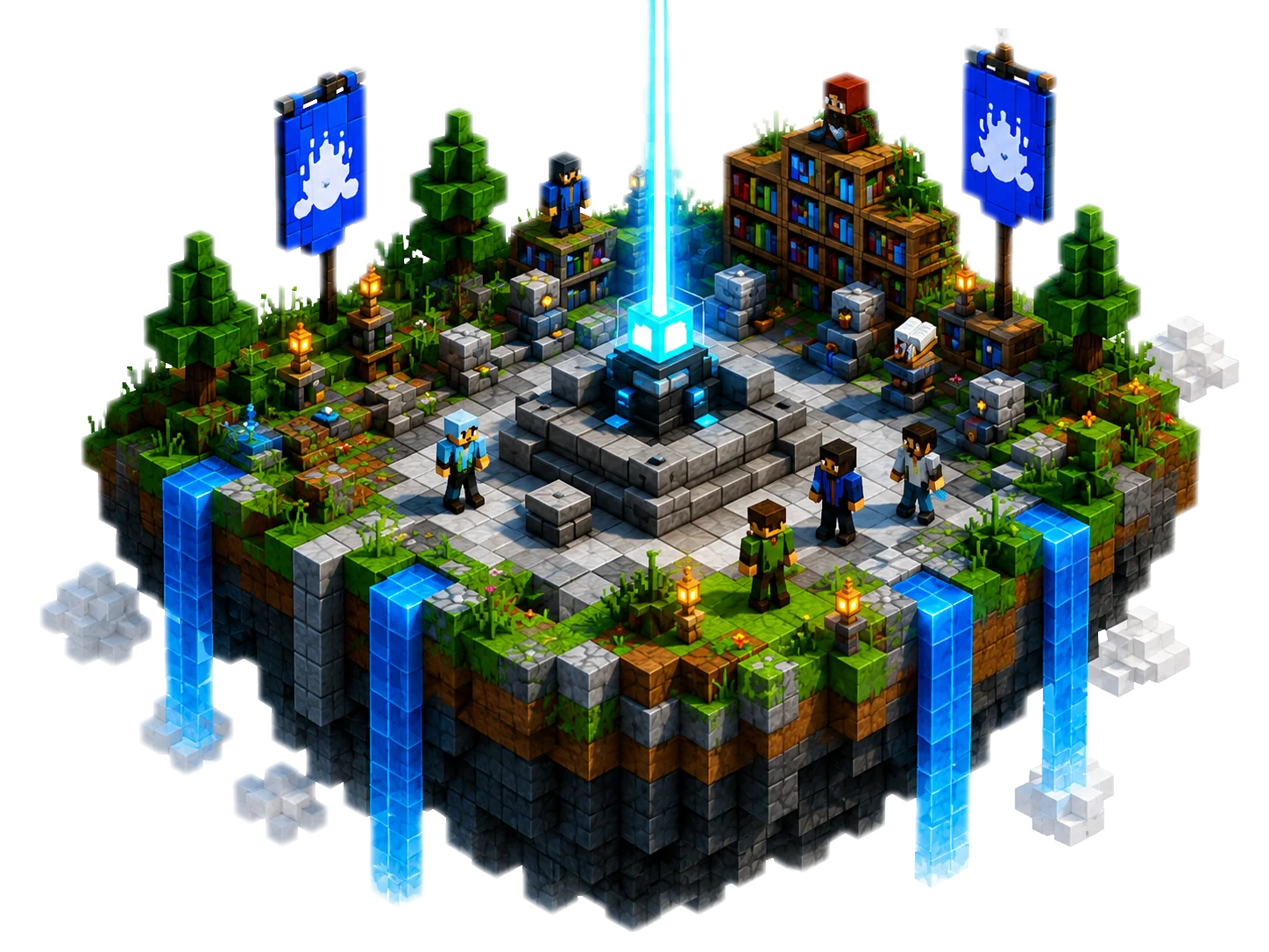 Blue Events hub island artwork